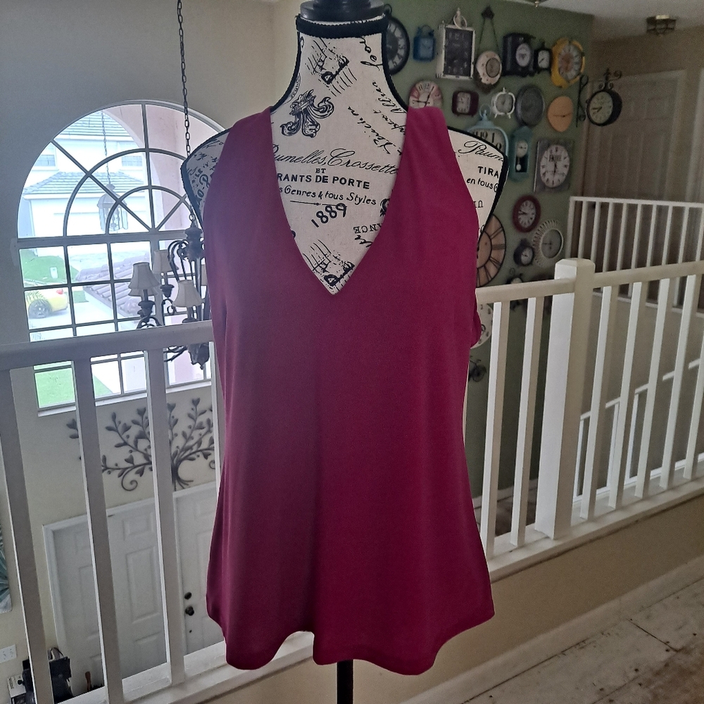 INC International Concepts Hot Pink Flowey Tank Top With Long Tie Back